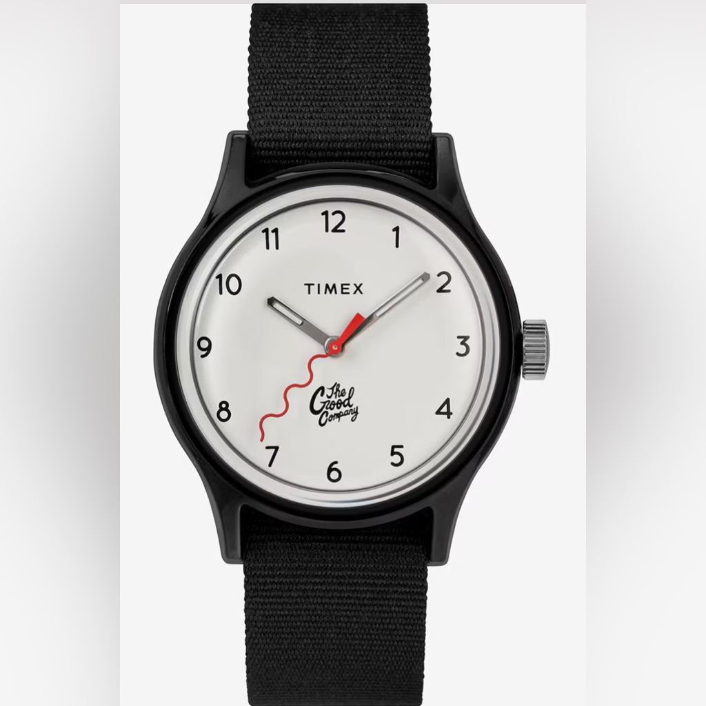 Black Wristwatch With Red Accents